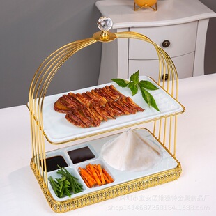Creative Beijing Roast Duck Plate Double Layer Roast Duck Combination Ceramic Heating and Insulation Flat Plate Cantonese Roast Wax Roast Goose Tableware
