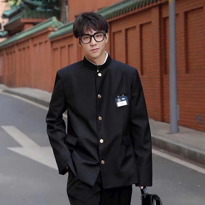 中山装套装日式校服DK制服男生高街痞帅西服三件套感炸街西装