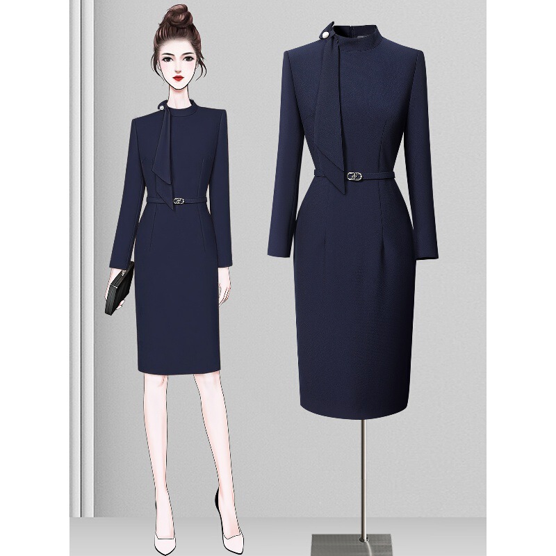 Autumn Professional Dress for Women, High-End Front Desk Reception, Elegant Workwear, Beauty Salon Case Customer Service Workwear