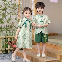 Костюм для мальчиков Hanfu костюм для девочек национальный стиль cheongsam летние дети китайские костюмы для детей