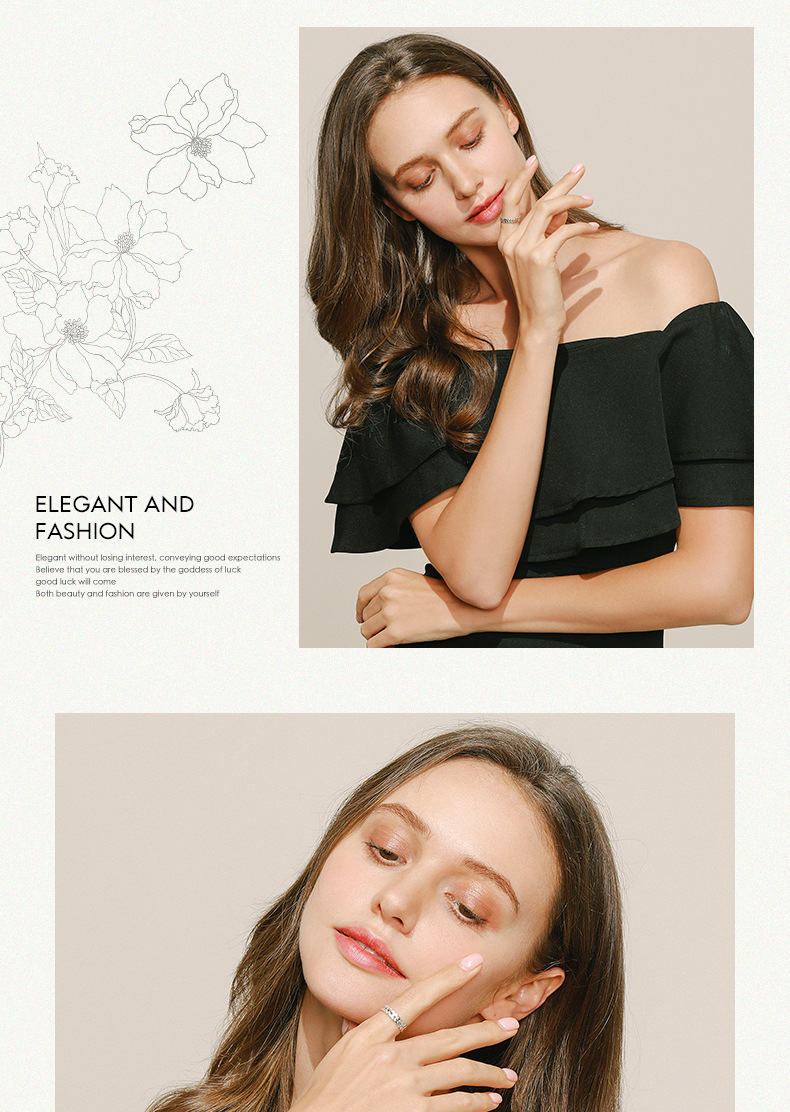 Simple Style Leaf Silver Plating Inlay Zircon Rings 1 Piece