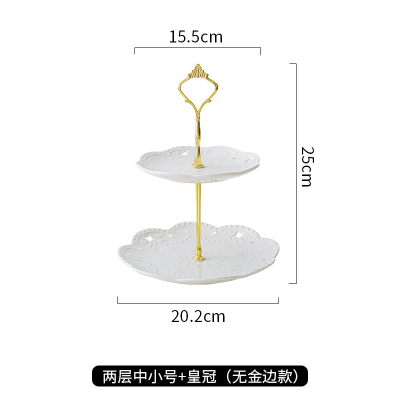 Luz de lujo cerámica de doble capa plato de aperitivos hogar sala de estar mesa de café pastel mesa de postre merienda creativa fruta seca plato de decoración de frutas