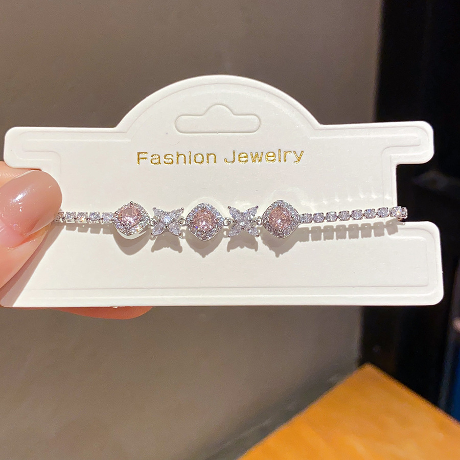 2 # pulsera - verde - plata - rosa