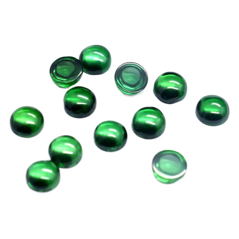 Изумрудный гладкий круглый камень, неограненный, 1-12 мм, с плоским дном, цветной, нано-зеленый, круглый драгоценный камень