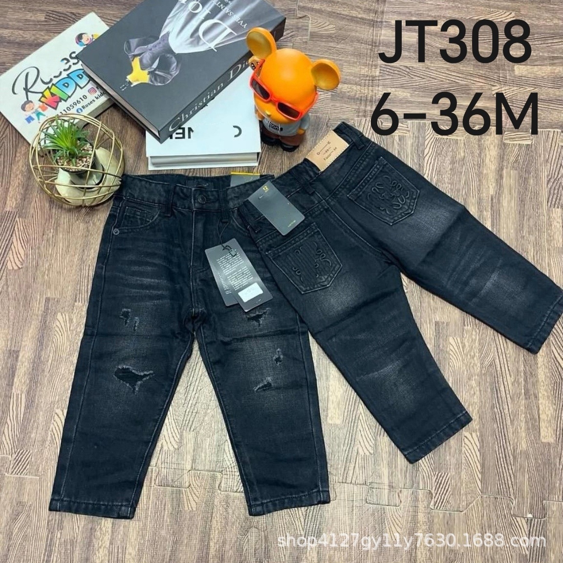 BOYS JEANS European-style ripped children's jeans for boys, comfortable and versatile, trendy casual pants, high-quality jeans