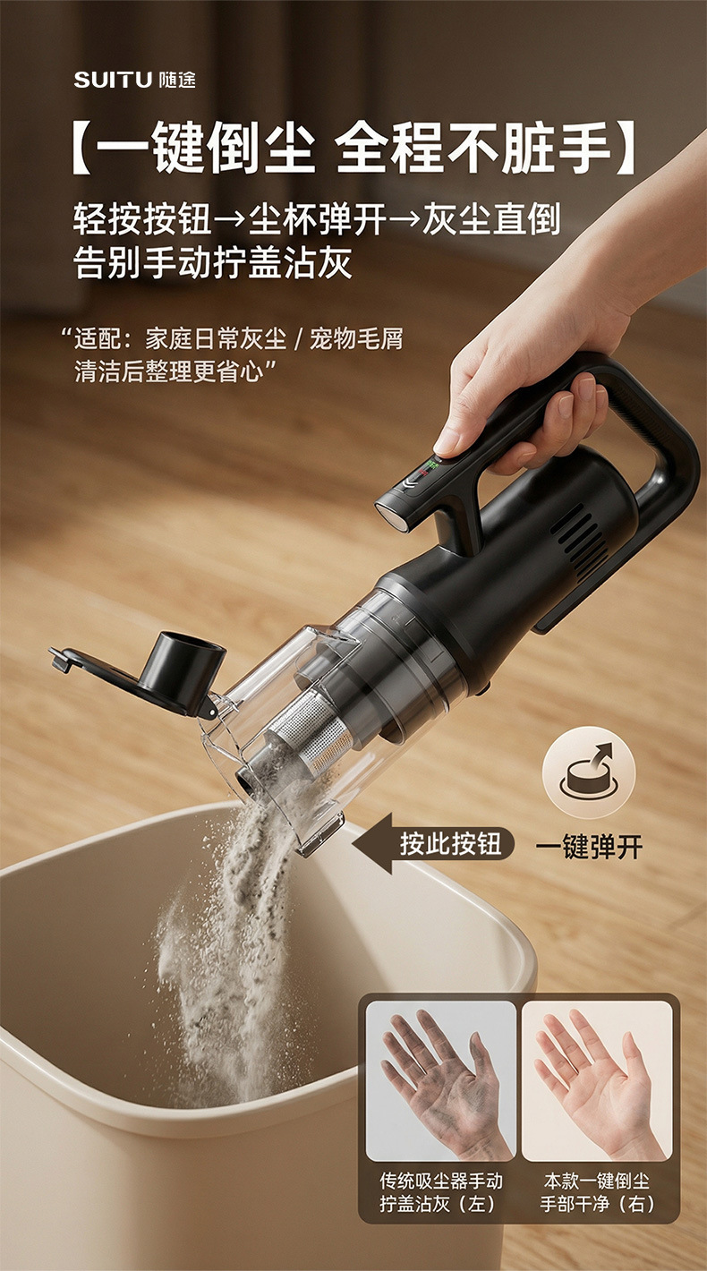 Wireless Car Vacuum Cleaner with High Suction Power, Household Car Vacuum Cleaner, Handheld Small Outdoor Multi-Purpose Blowing and Suction All-In-One Machine