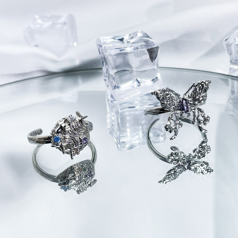 10g Weight Zircon Inlay Material Open Rings Classification Adjustable Ring Size 1 Piece Quantity Daily, Street Occasion Copper Material Star, Heart Shape, Butterfly Pattern Women's Gender Plating, Inlay Design IG Style, Cool Style Style Wholesale IG Style Cool Style Star Heart Shape Butterfly Copper Plating Inlay Zircon Open Rings 7
