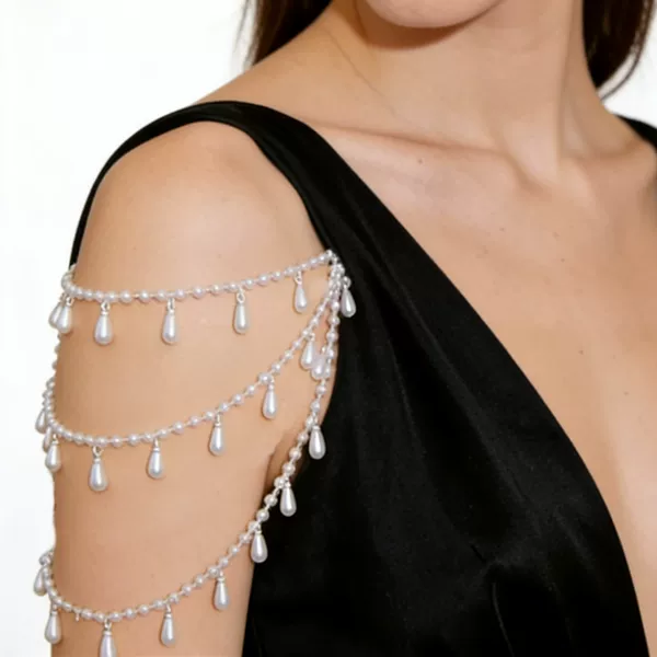 European and American Light Luxury Ins-Style Pearl Multi-Layer Shoulder Chain, Wedding Dress Arm Chain, Niche Shoulder Accessory, Banquet Party Accessory