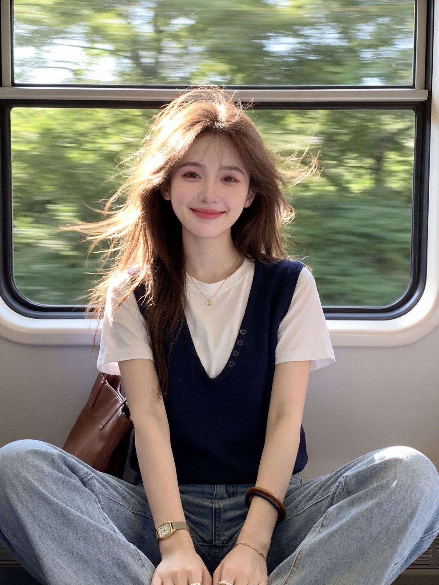 Áo thun nữ tay ngắn phối màu cổ tròn giả hai lớp kiểu mới — màu đen