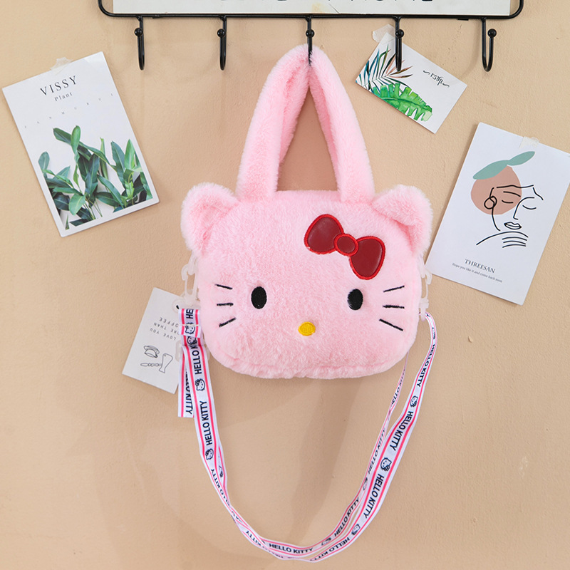メーカー卸売ベルベットバッグ玩具クロミ斜めショルダーバッグいちご熊ぬいぐるみ日系ハンドバッグサンリオ|undefined