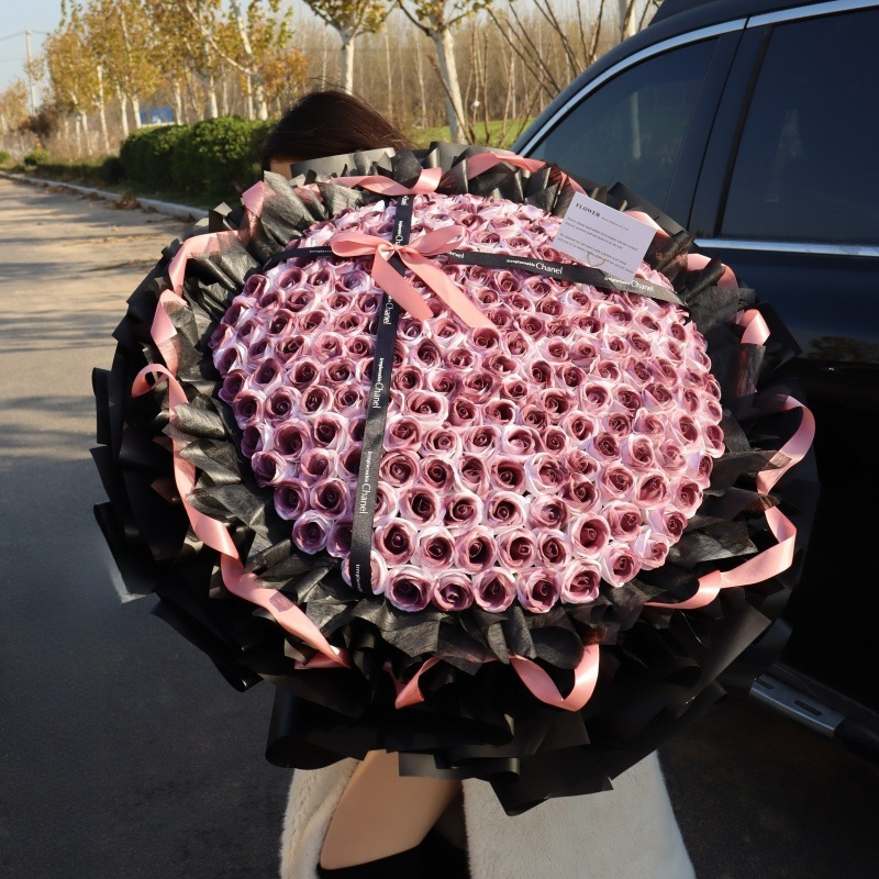 朵粉玫瑰花束纪念日生日惊喜情人节花束送女生永生花|undefined