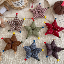 韩系可爱格纹点点彩色毛球星星肠圈时尚宝宝小号布艺发圈马尾发饰