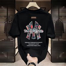 外贸剪标尾单专柜撤回美式短袖t恤男士夏季潮牌宽松情侣半袖上衣