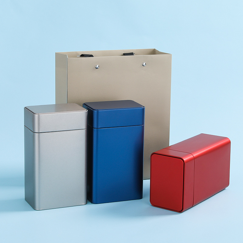 Tea Can Set Square 250g Tea Can with Full Seal Metal Manganese Steel Box Tea Packaging with Printing Capability