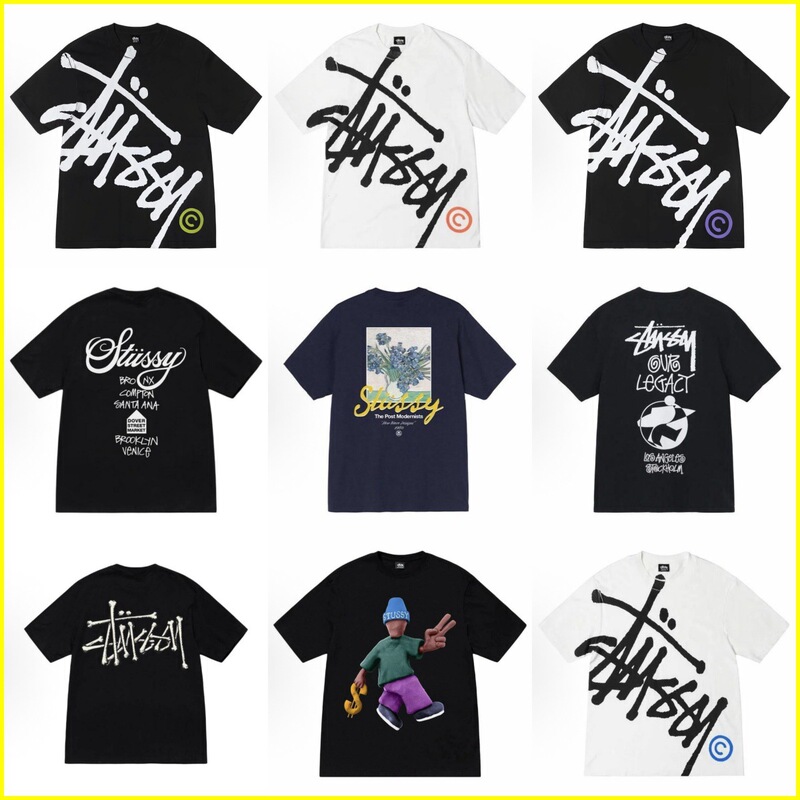 25 New American Trendy Brand Stu Original Label Ready-Made World Tour Casual Loose Men's and Women's Same Style Bottoming Trendy Brand t