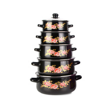 汤锅热销搪瓷五件套锅珐琅汤锅炖锅烧锅双耳玻璃盖欧美出口跨境