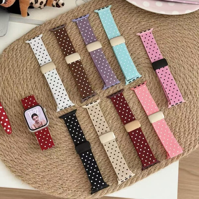 Wave-Dot Magnetic Buckle Knitted Watch Strap Suitable for Apple Watch iWatch 12Th Generation 11/10