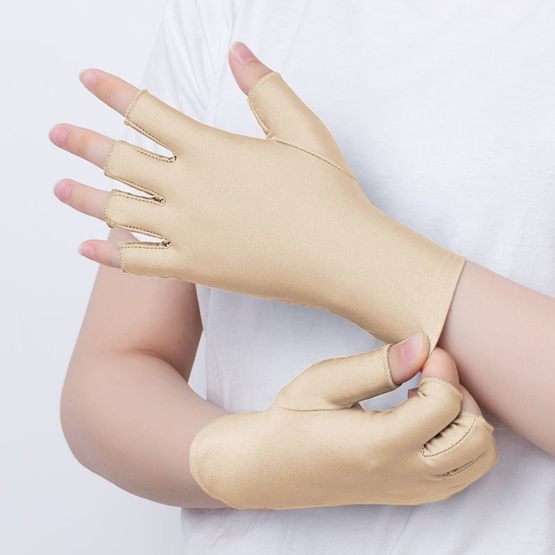 [Pelo de la generación] guantes de medio dedo para mujer verano protección solar delgada primavera y otoño conducción pesca manicura guantes de recolección de té