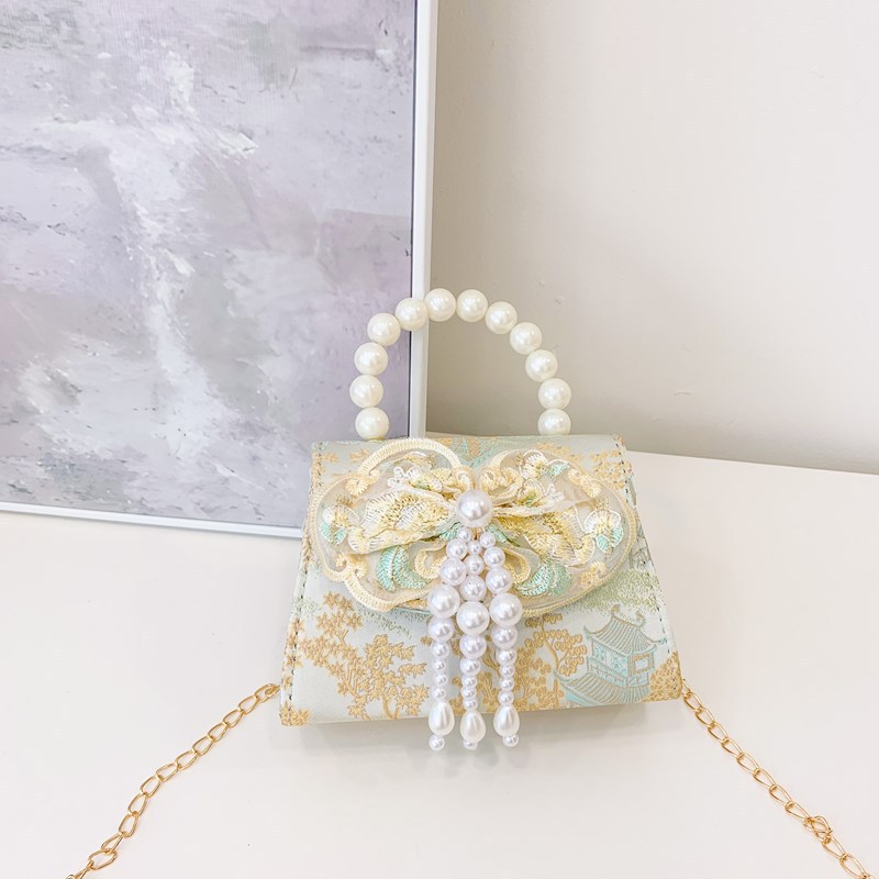 Bolso de hombro para niños caliente exquisito antiguo bolso de cambio para chicas lindas princesas al aire libre bolso de perlas casuales