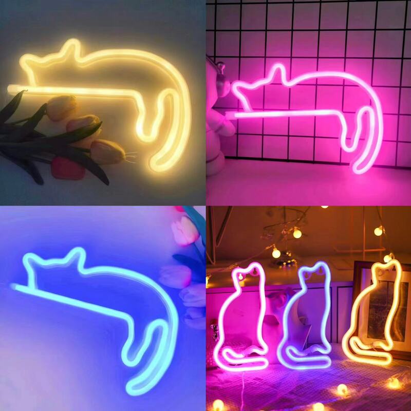 Cross-border new kitten LED neon creative shape animal night light wall decoration hanging atmosphere light