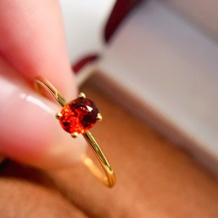 Fubei Diamond Jewelry 18K Gold Fanta Ring Glass Body Fire Colorful Simple Style Main Stone 0.4 karat