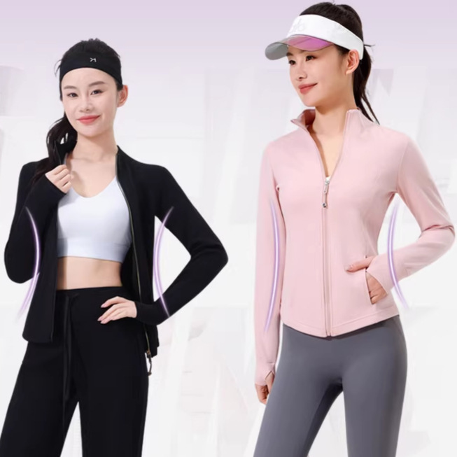 Yoga Jacket Fitness Jacket Women's Slim-Fit Quick-Dry Top 2026 New Long-Sleeve Stand-Up Collar Yoga Wear