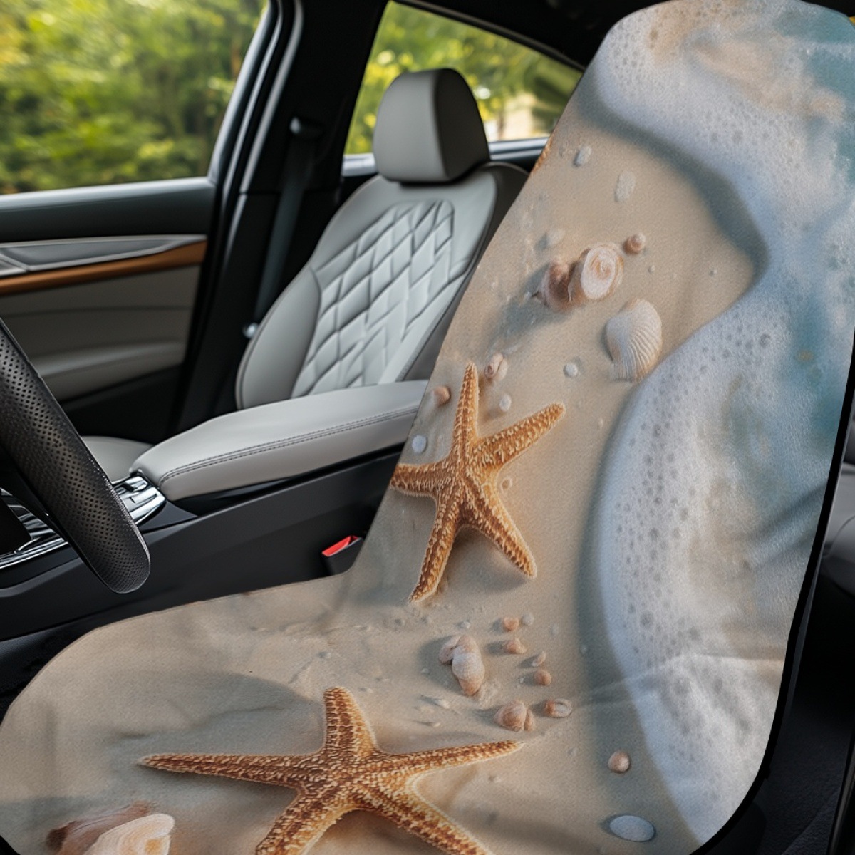 Amazon's new car seat cover, starfish shell beach sports car towel seat cushion cover, universal and available for dropshipping