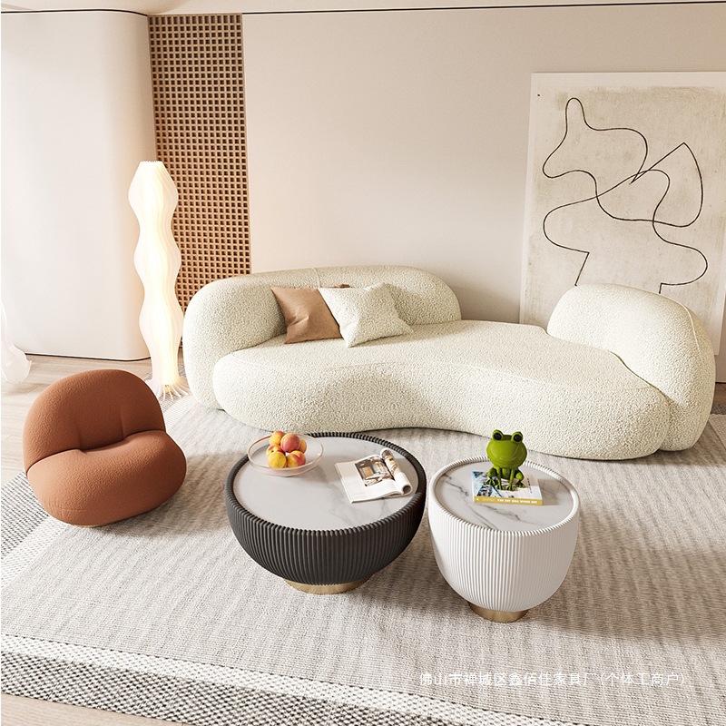 Cream Style Curved Sofa Modern Minimalist Design Living Room Beauty Salon B&B Rest Area Reception Cashmere Sofa