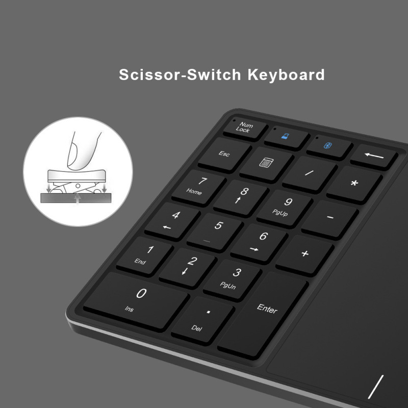 Cross-Border Hot-Selling Digital Keyboard with Built-In Charging, Ultra-Thin Bluetooth + 2.4g Dual-Mode with Touchpad, Mini and Compact