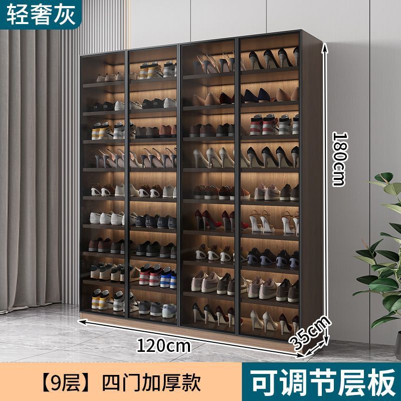 軽豪華新型ガラス靴棚ハイヒール収納棚家庭用シンプル大容量ベランダ玄関ロッカー一体|undefined