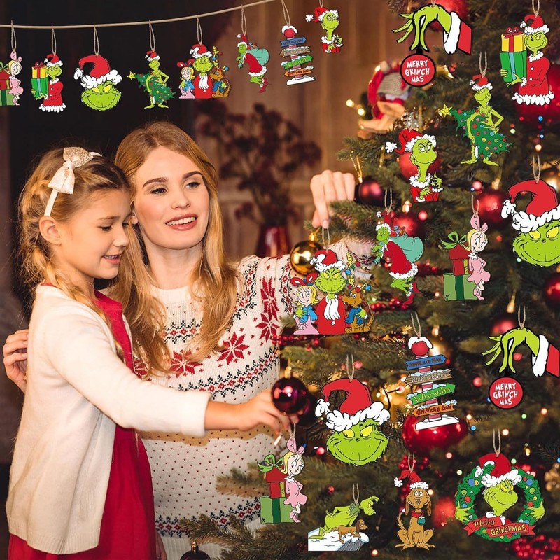 クリスマスグリンチ木製吊り下げ装飾クリスマスグリンチクリスマスツリー装飾クリスマスパーティー装飾用品|undefined