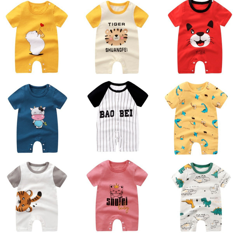 Summer Baby Jumpsuit Thin Baby Boy's Cartoon Newborn Short-Sleeved Romper Infant Girl's Pajamas