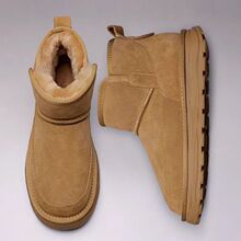 男士雪地靴新款免系带套脚皮毛一体冬季加绒保暖棉靴加厚中帮休闲