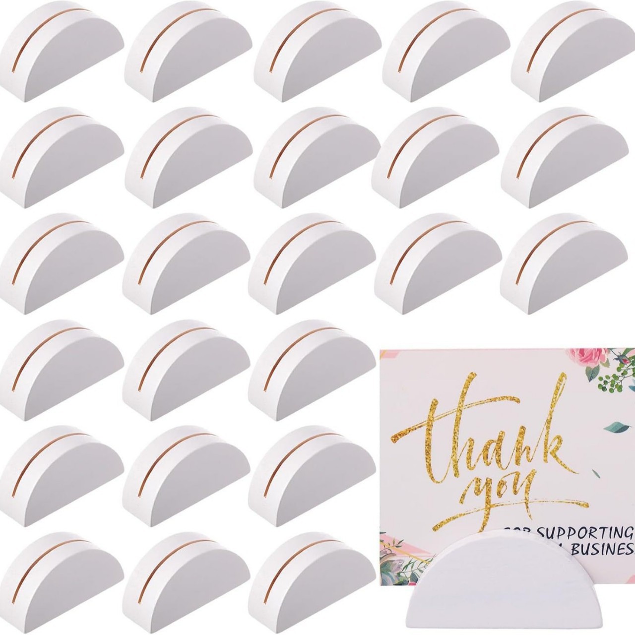 木质白色半圆名片照片夹生日派对餐厅放置卡片夹装饰摆件厂家直销