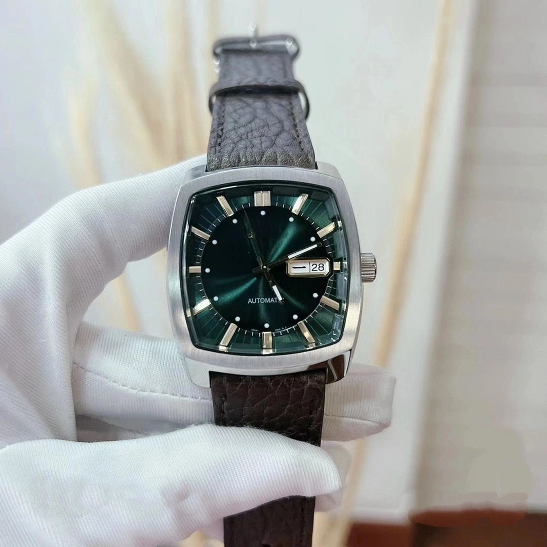 2024 cross-border fashion finishing brand wine barrel belt steel belt retro automatic mechanical men's wrist watch