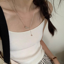韩国个性设计长款抽拉圆珠毛衣链女时尚简约百搭高级博主锁骨项链