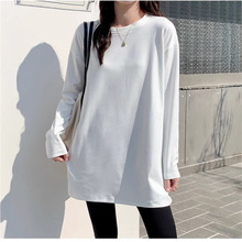 德绒加厚圆领打底衫女秋冬百搭洋气白色中长款大码内搭叠穿上衣女