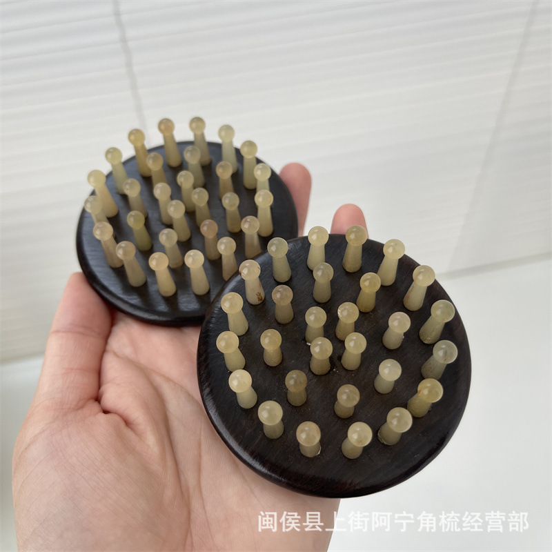Ebony Wood Meridian Massage Comb 28 Teeth Ring Finger Scalp Comb for Head Therapy Salons Portable quality and texture