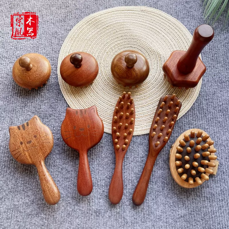 檀木钉钉梳子木质钉齿实木按摩梳家用经络按摩美发梳头皮带脉梳