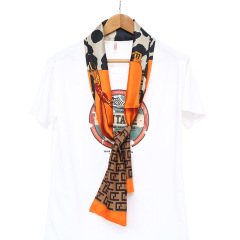 Ladies' Winter Versatile Long Square Scarf with Korean Knot Satin Small Silk Scarf Double-Sided Collar Scarf Winter Shawl