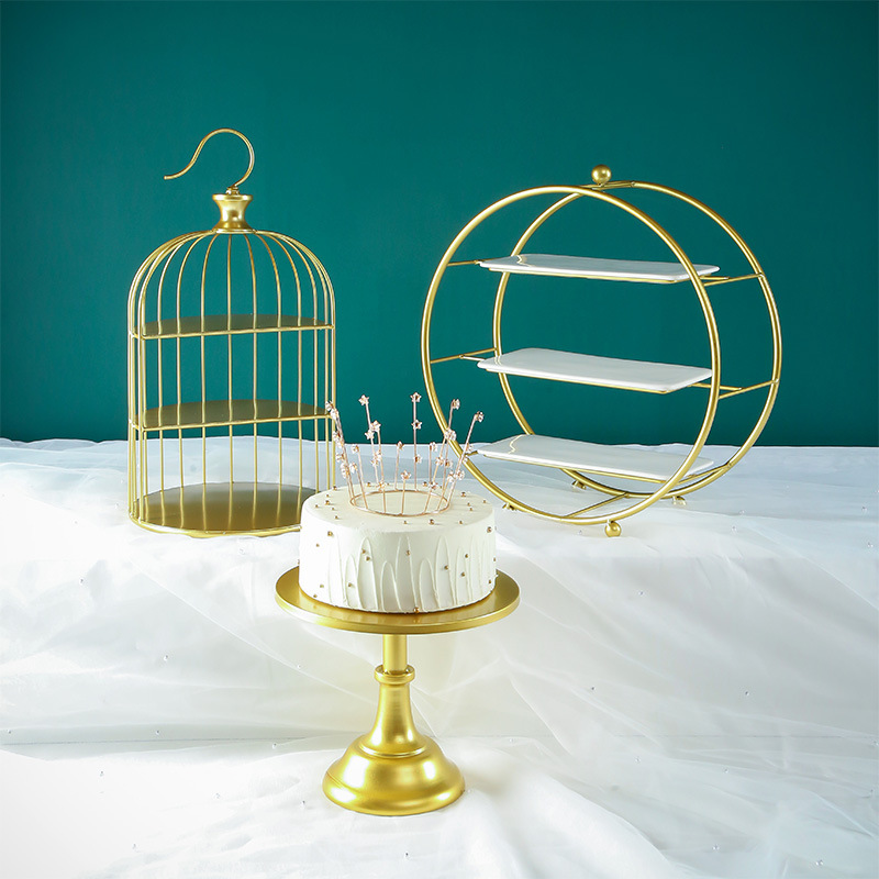 De estilo europeo té de la tarde de hierro estante de postre de la boda mesa de postre jaula de pájaros decoración taza soporte de la torta de múltiples capas de pastelería Occidental image 9