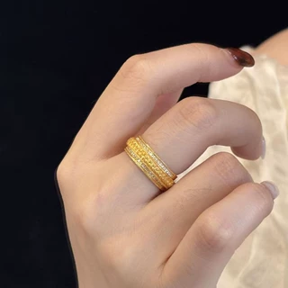 「转运环」可转动老钱风金色麦穗戒指女小众设计独特食指戒高级感