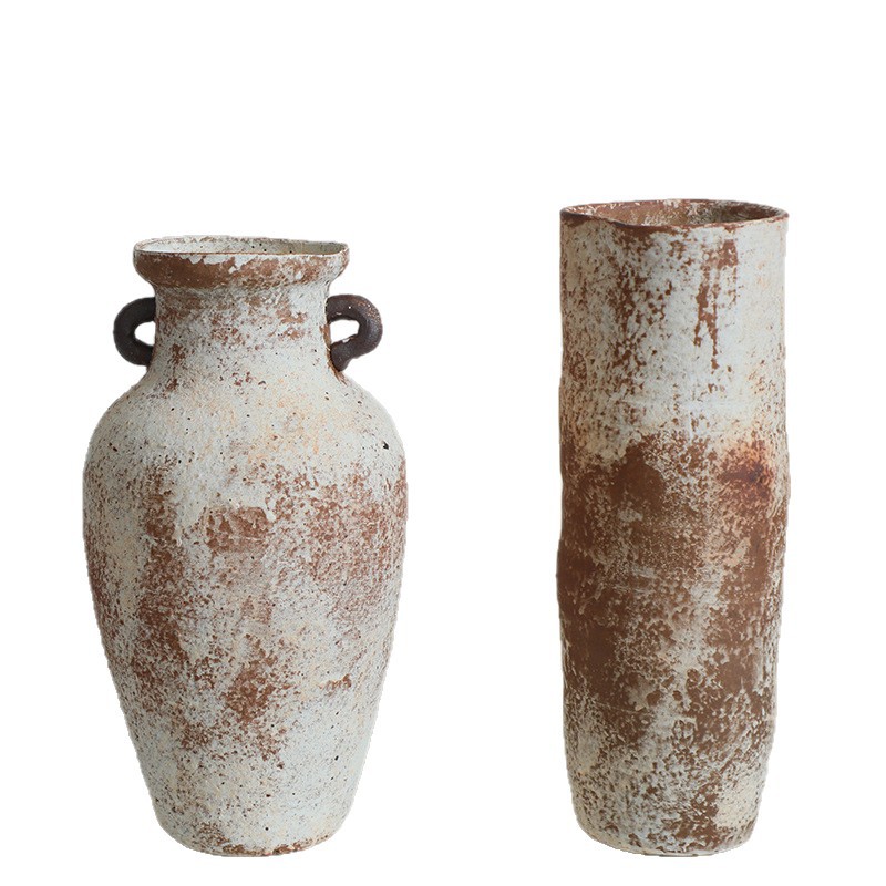 Jingdezhen vasos de cerámica retrógrados nostálgicos hechos a mano hoteles residenciales flores de viento tranquilo arreglos de flores Zen adornos vasijas de cerámica gruesa