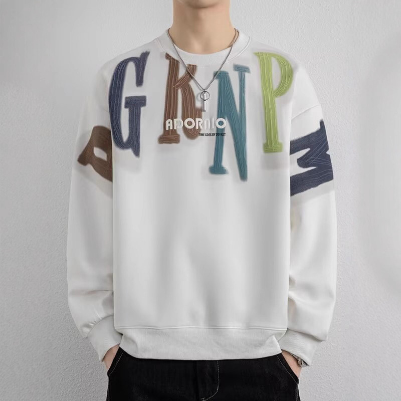 American Trendy Boys' Sweatshirt Autum New Loose Letter Print Casual Oversized Pullover Hoodless Men's Jacket American Trendy Boys' Sweatshirt Autum New Loose Letter Print Casual Oversized Pullover Hoodless Men's Jacket