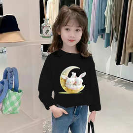 H2129#纯棉女童纯棉T恤新款秋季新款上衣儿童休闲百搭长袖T恤