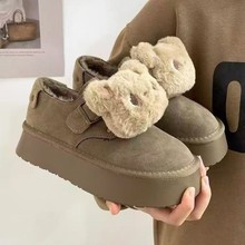 懒人一脚蹬勃肯鞋2025新款冬季加绒加厚女鞋圆头可爱松糕厚底单鞋