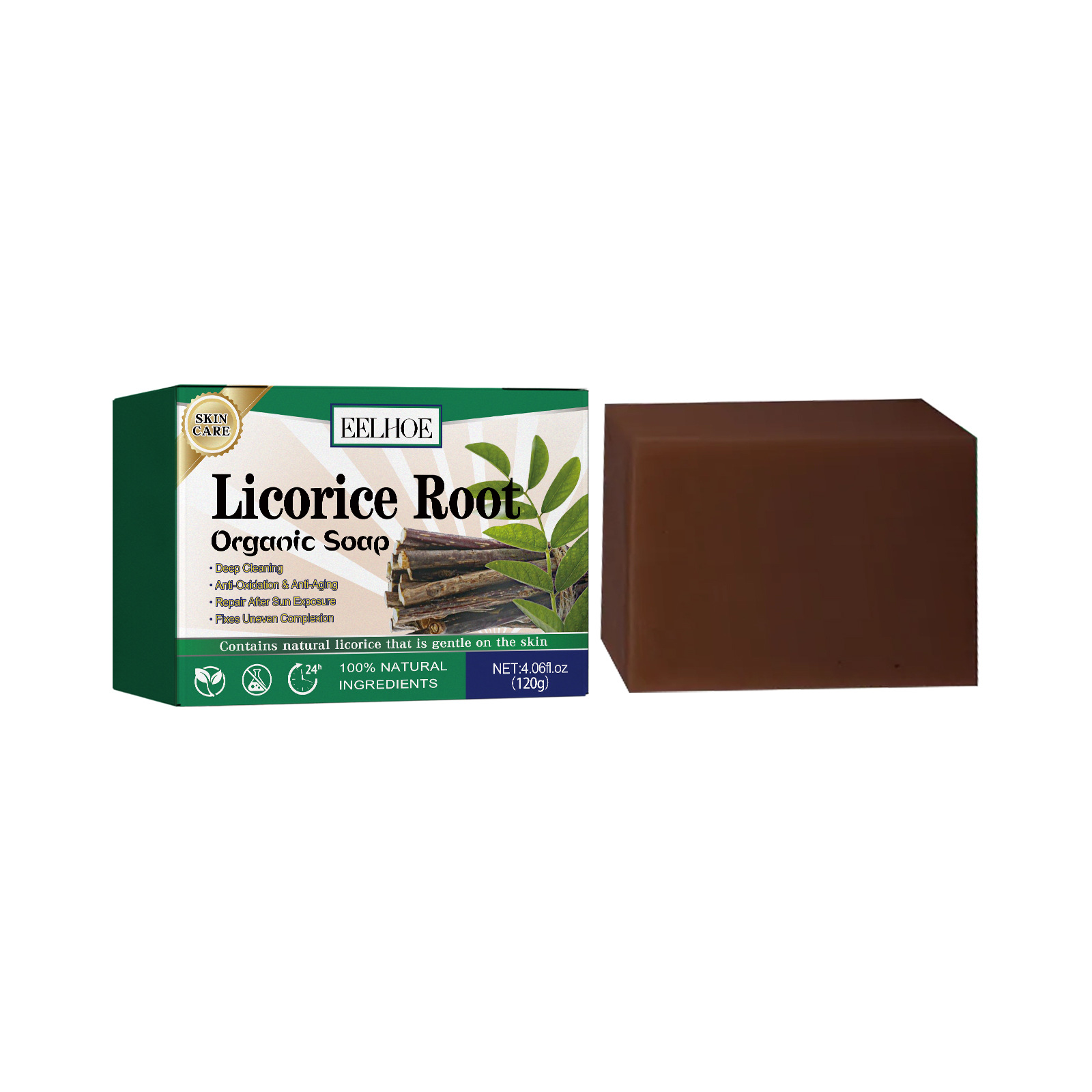 EELHOE licorice root whitening soap dilutes melanin in joints, cleanses and moisturizes skin, whitening soap_voghion.com