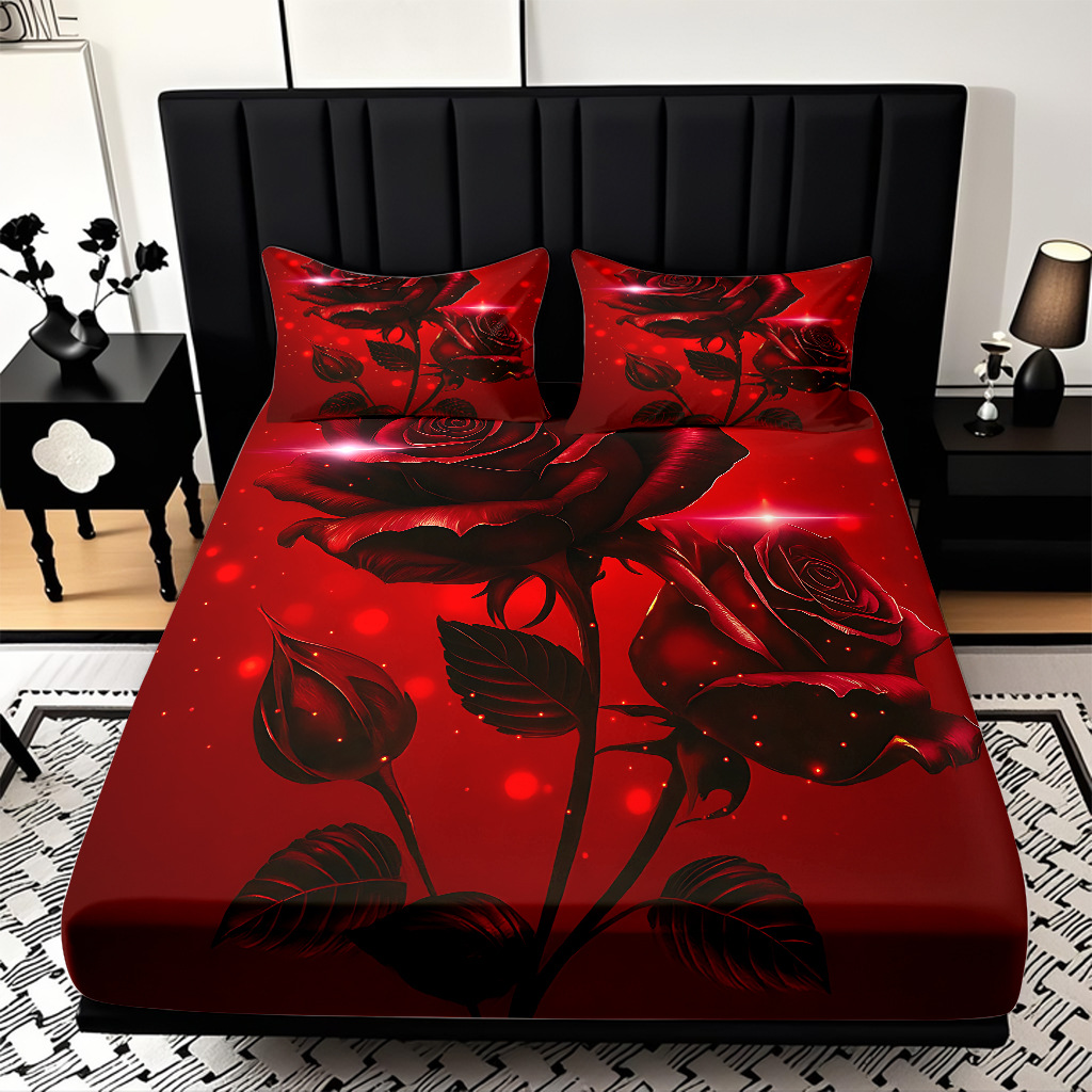 TEMU / JIT serie de flores de rosa multicolor 3D impresión digital set de cama para diseñar el fabricante de la fuente