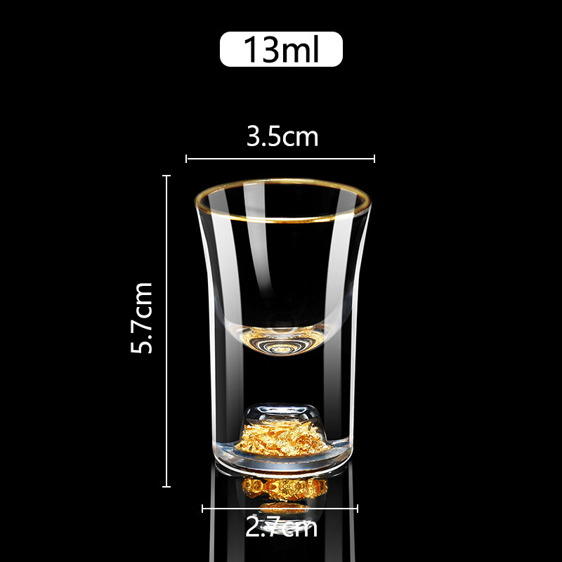Taza de vino blanco conjunto casero pequeña copas de oro de hoja de oro copas de vino de una taza de vino de vidrio de alta calidad con marco