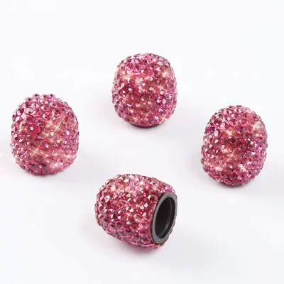 valve Ceramic Clay Full-Diamond Rhinestone Valve - dark-pink-diamond-1-set-of-4